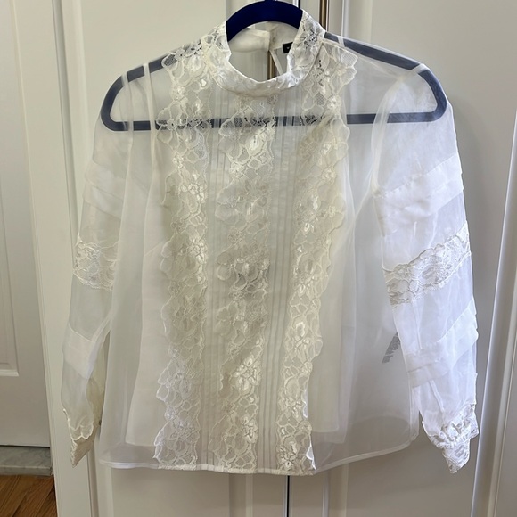 White House Black Market Tops - Organza with lace blouse